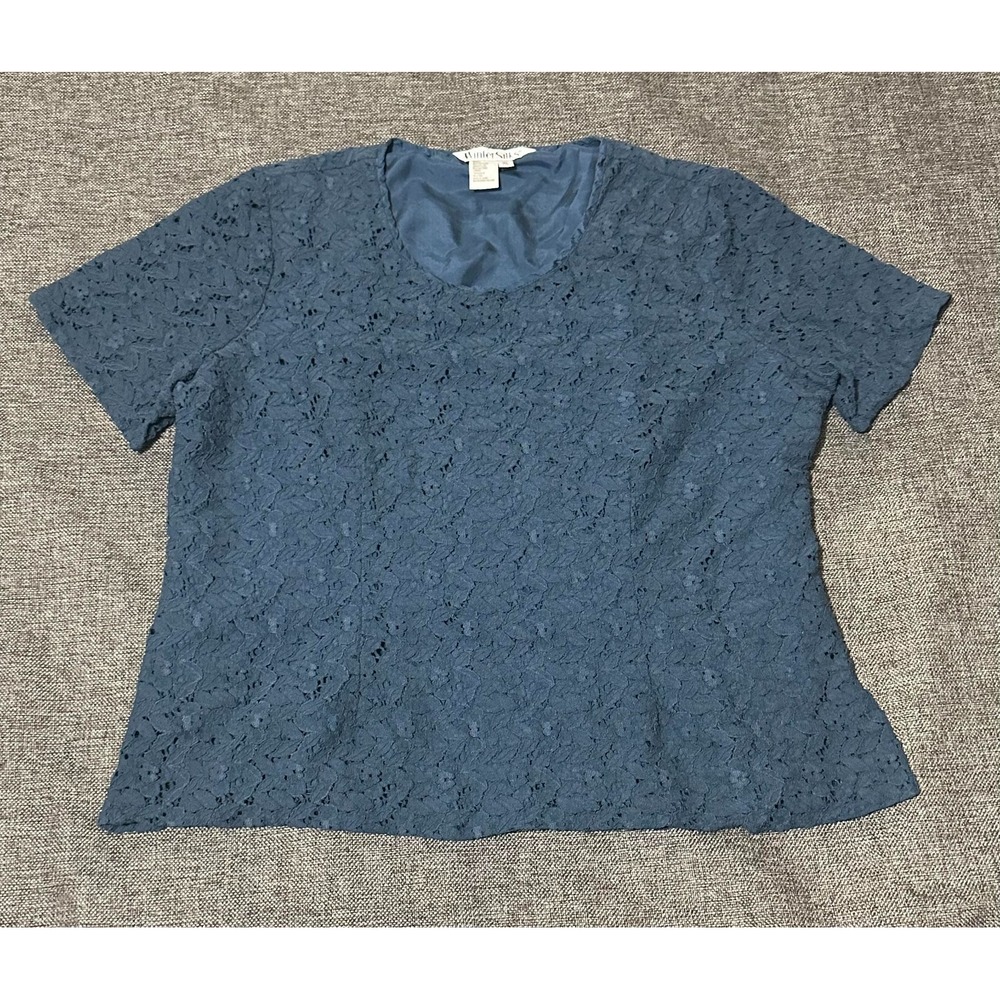 WinterSilks Women's‎ XL Floral Lace Short Sleeve Blouse